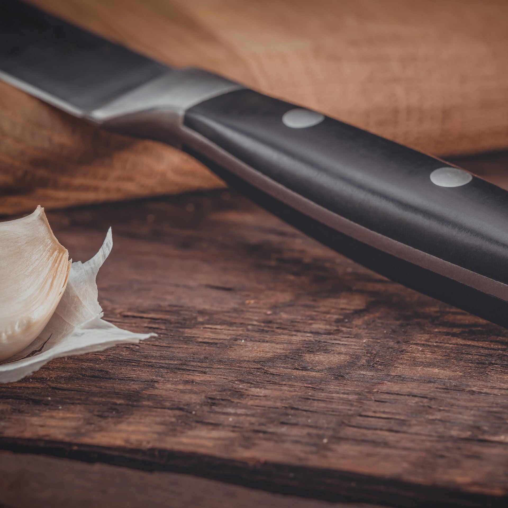Universalkniv Trinity 14 cm rustfritt stål - Nirosta montert på skjærefjøl