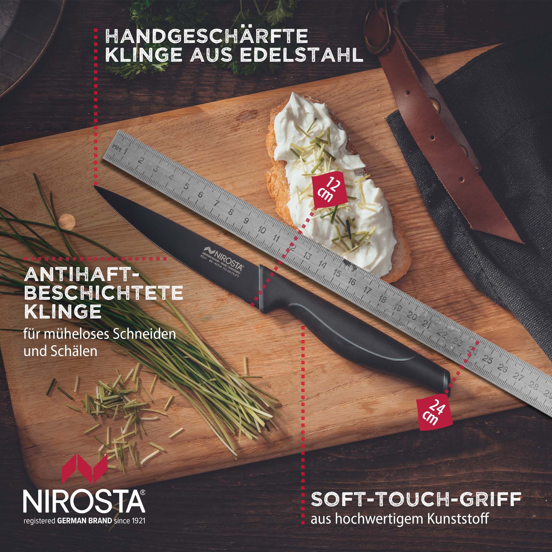 Universalkniv Wave 12 cm bølgeslipt rustfritt stål - Nirosta sett fra siden