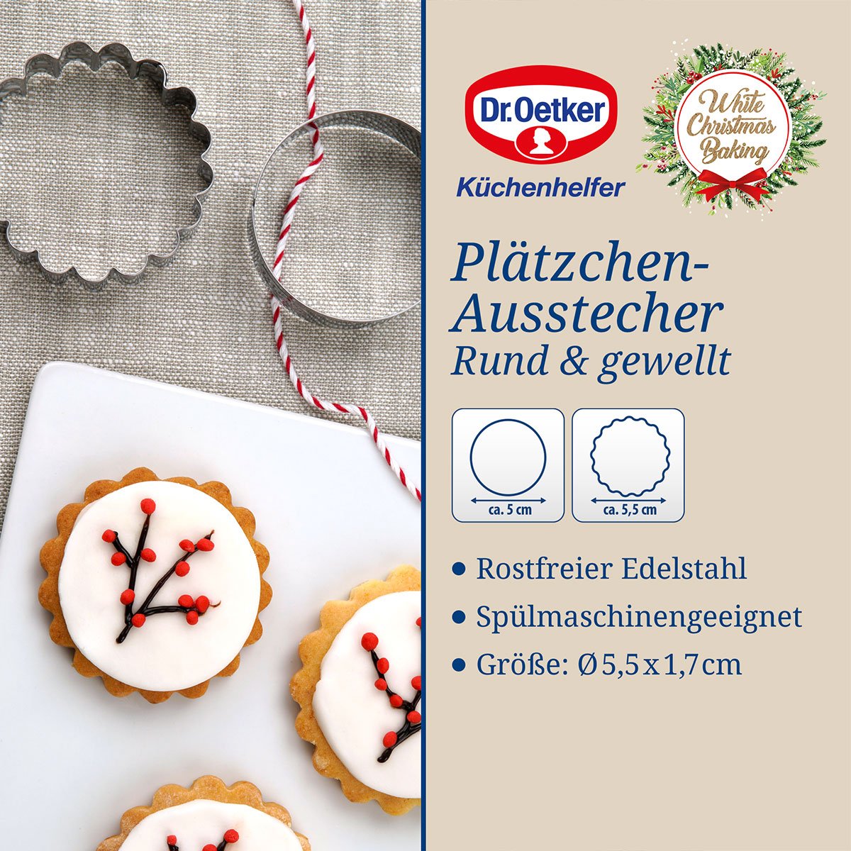 Utstikkere ring rustfritt stål Ø5,5 og Ø5 cm 2-delt detalj