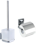 Vacuum-Loc® toalettsett Quadro 2-delt rustfritt stål forfra