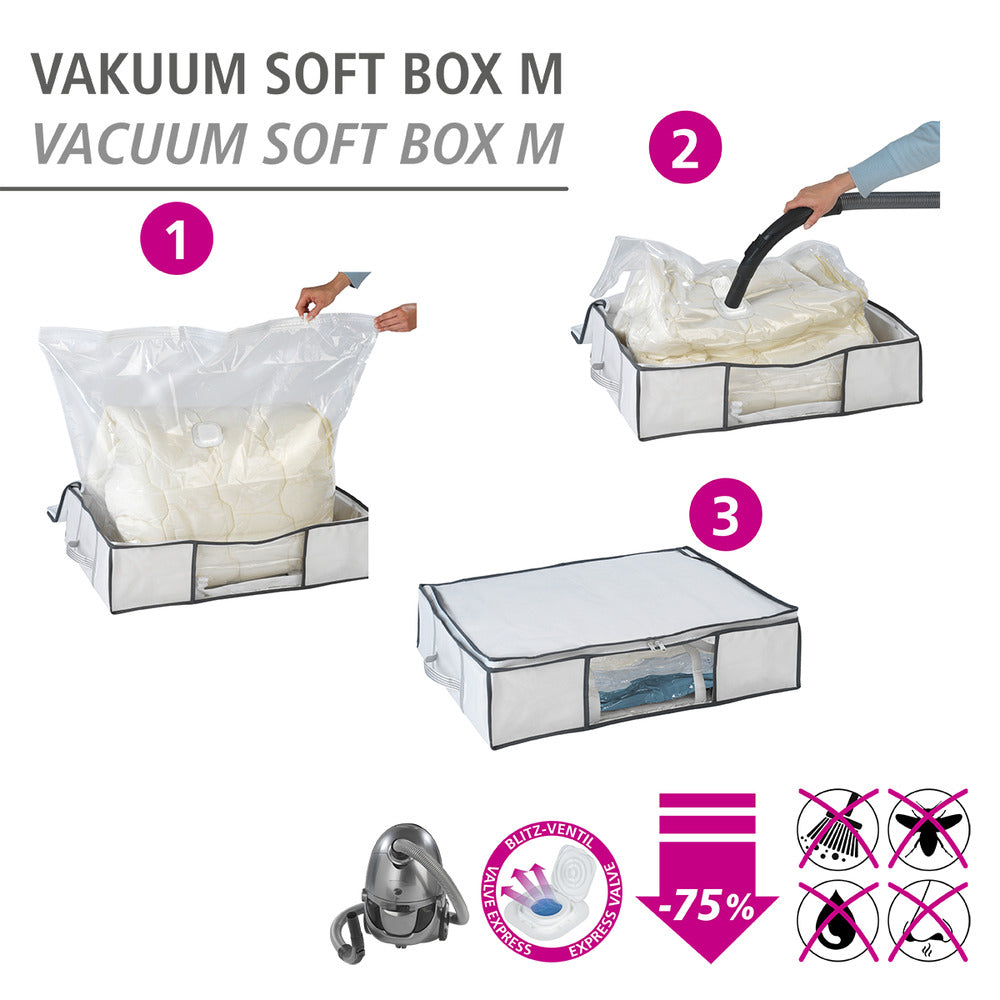 Vakuum oppbevaringsboks M plassbesparende 75 % bakside