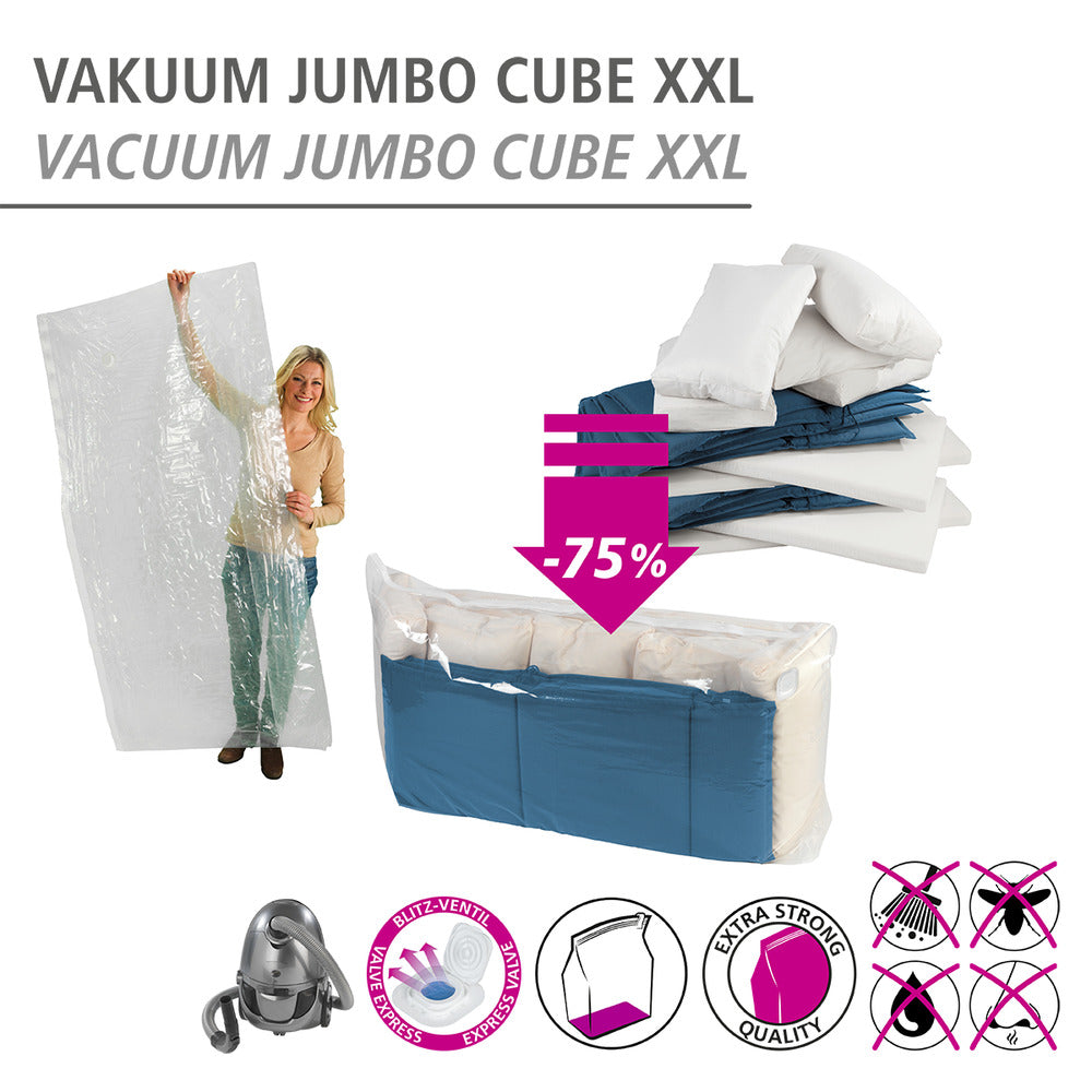 Vakuum oppbevaringspose Jumbo Cube XXL bakside