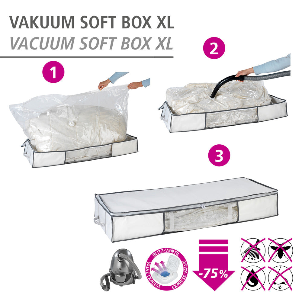 Vakuum undersengboks med plassbesparelse opptil 75 % - Wenko bakside