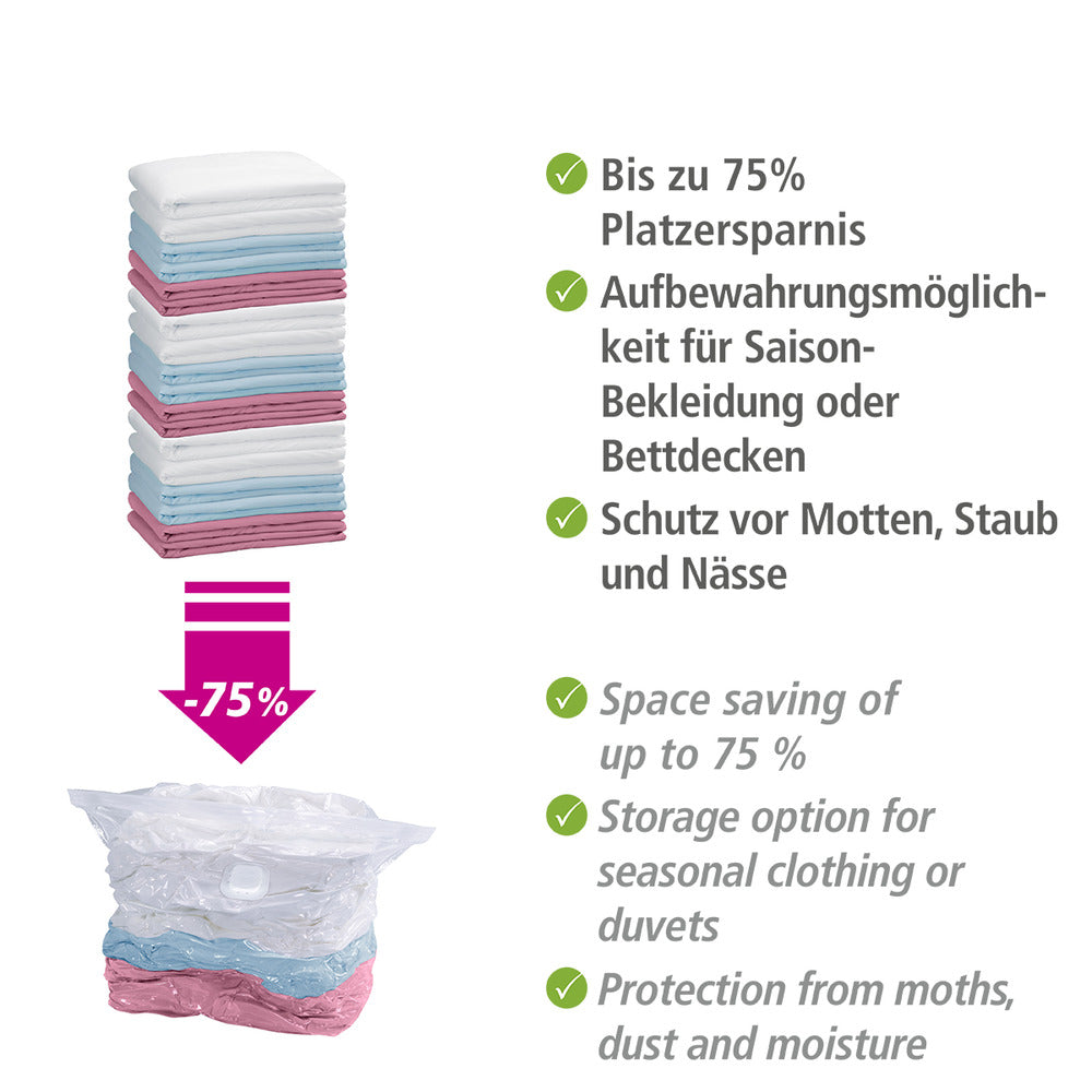 Vakuumpose cube sett 4-delt 2x S og 2x L plast - WENKO nærbilde plastmateriale