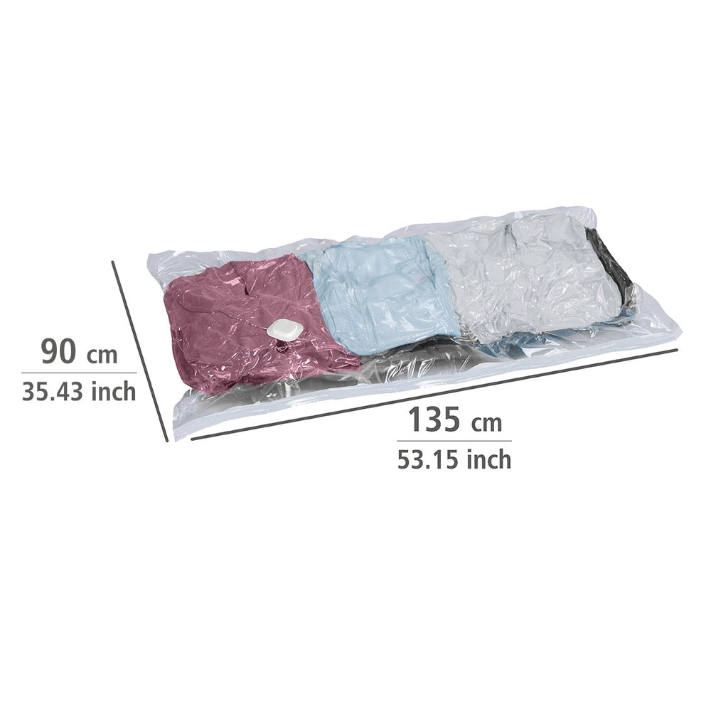 Vakuumpose for klær 135 x 90 cm plast - Wenko luftfjerningsventil