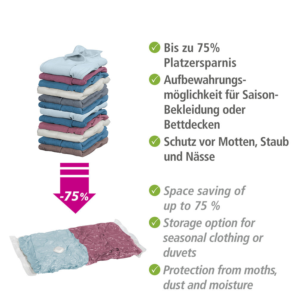 Vakuumposer for klær 90 x 55 cm 2-delt sett plast Wenko montert