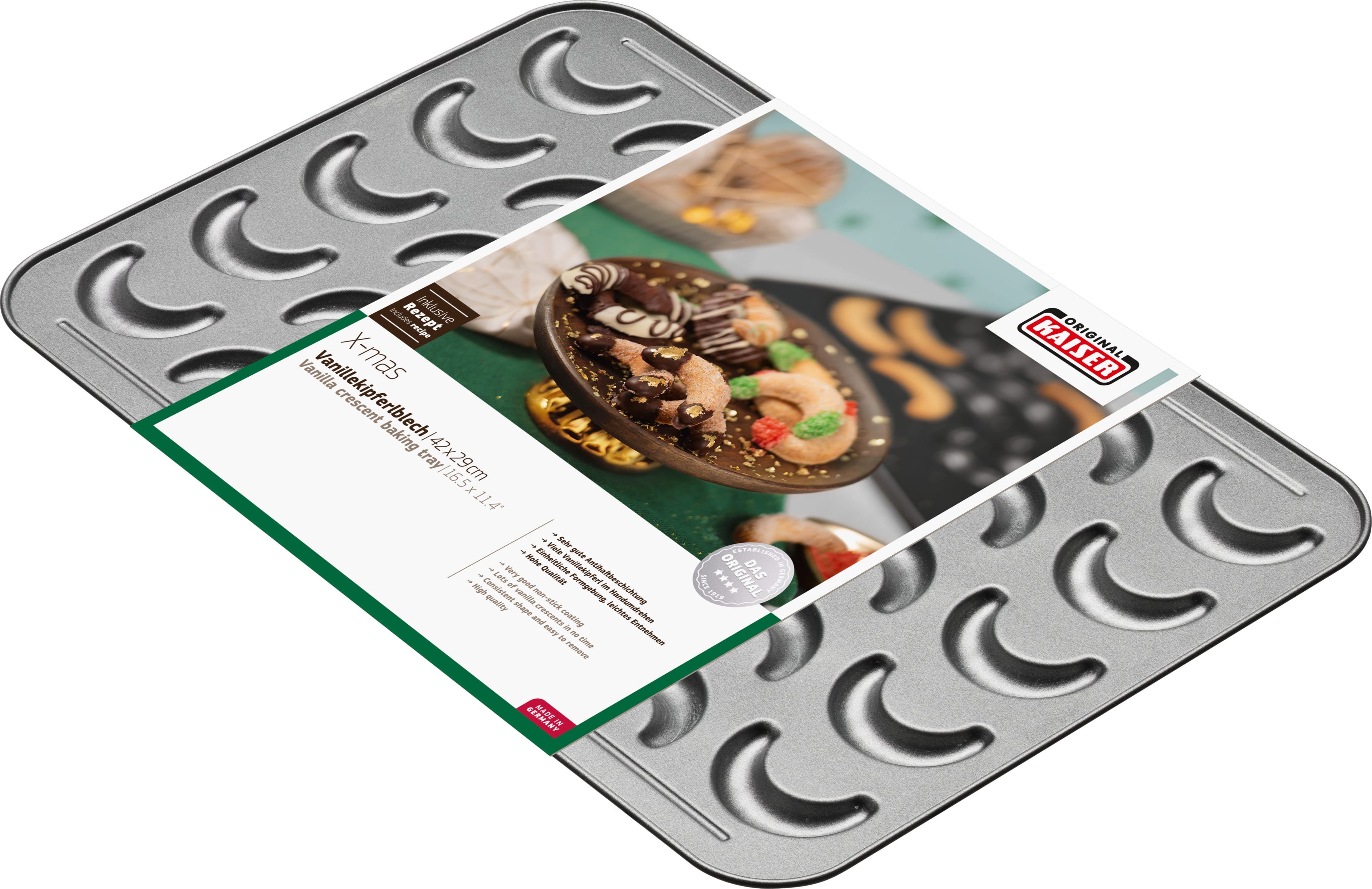 Bakside av Vaniljekipferl bakeplate 42 x 29 cm non-stick KAISER