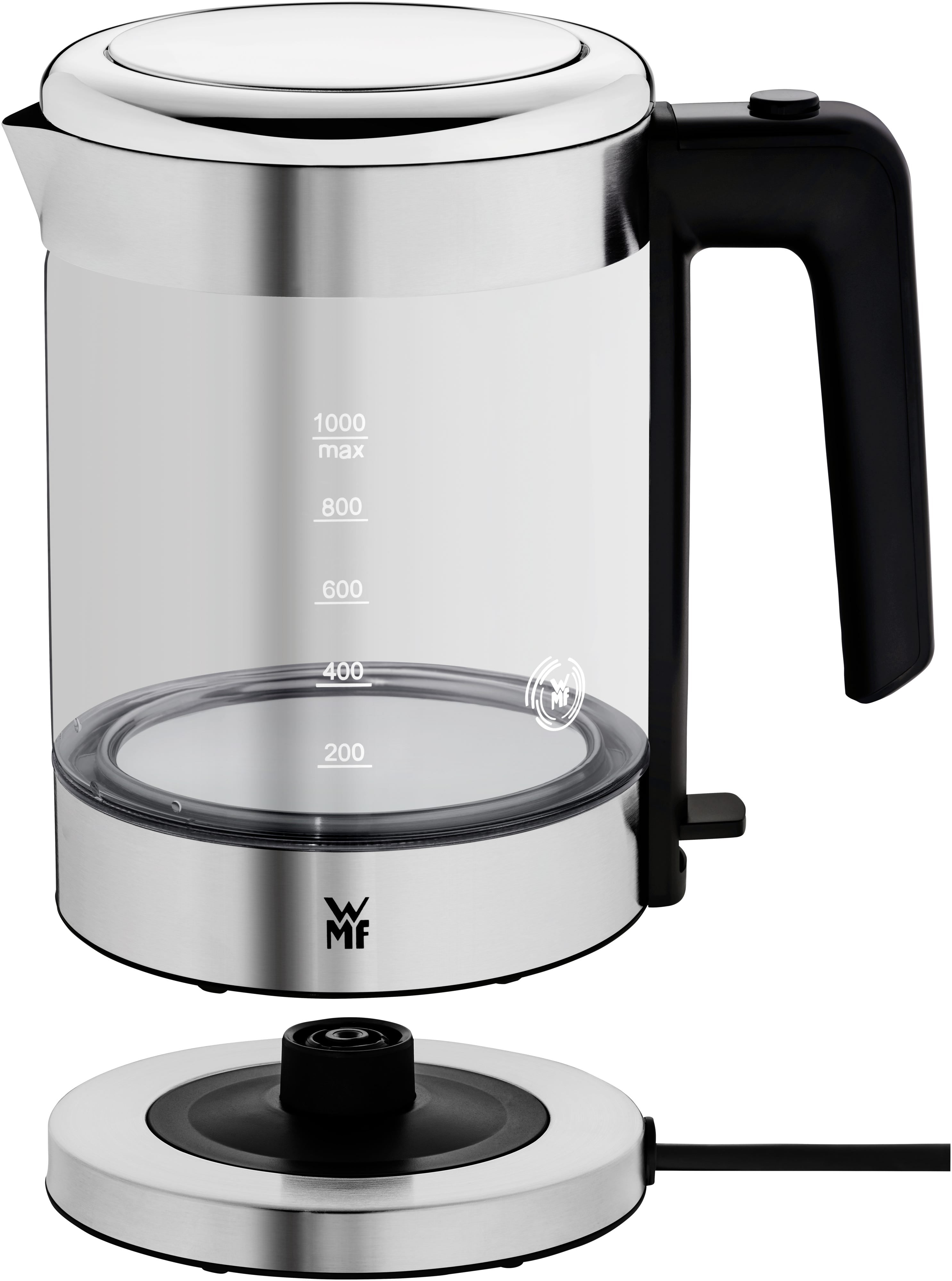 Vannkoker glass 1,0 L 1900W kompakt med LED-lys WMF bakside