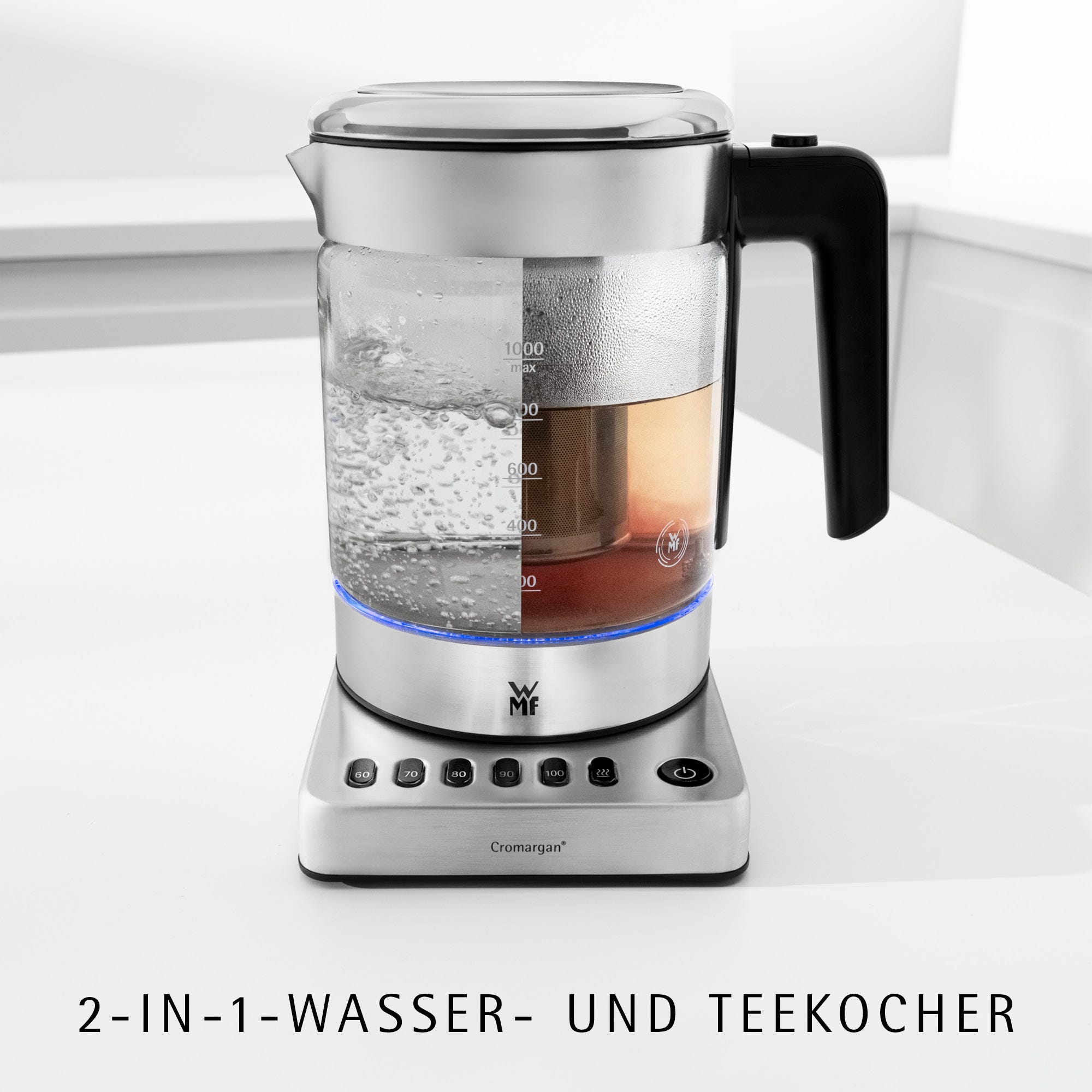Detalj av temperaturvalg på Vannkoker glass 1,0 L med temperaturvalg 5 trinn - WMF KUCHENminis Vario