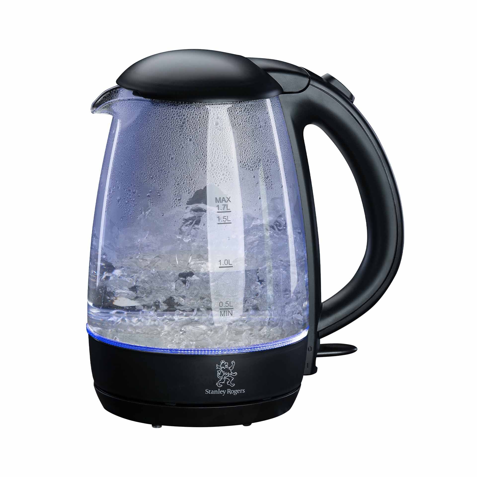 Vannkoker glass 1,7 L med kalkfilter 360° base - Stanley Rogers forfra