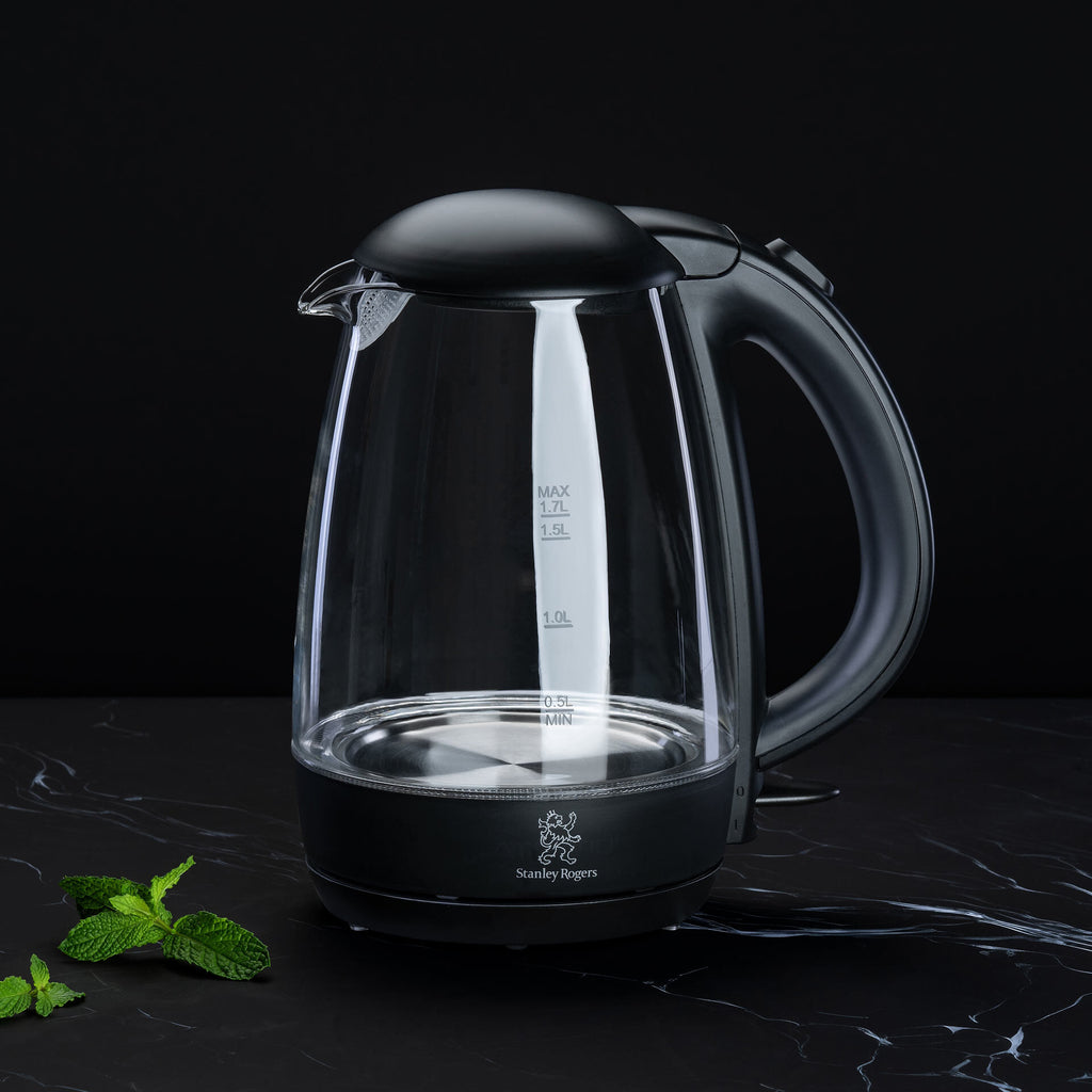 Bakside av vannkoker glass 1,7 L med kalkfilter 360° base - Stanley Rogers