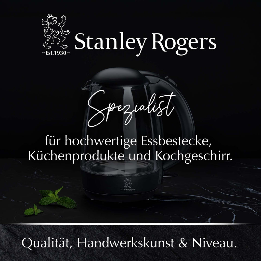Vannkoker glass 1,7 L med kalkfilter 360° base - Stanley Rogers sett fra siden