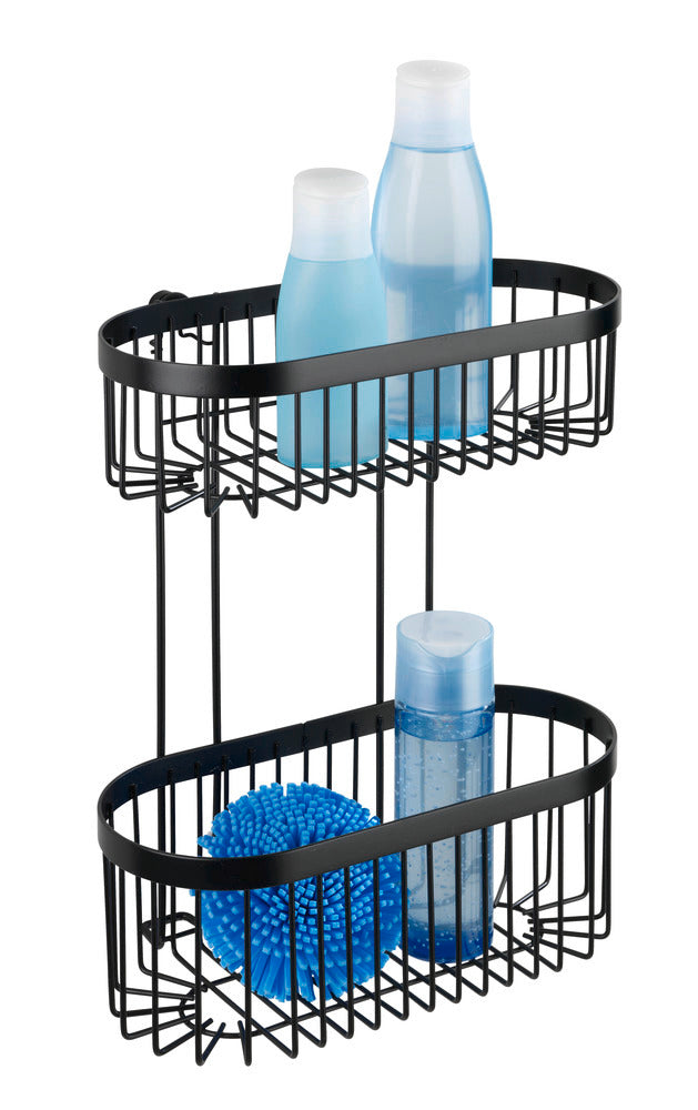 Montert Vegghylle 2 etasjer Classic Plus Black med Vacuum-Loc® på vegg