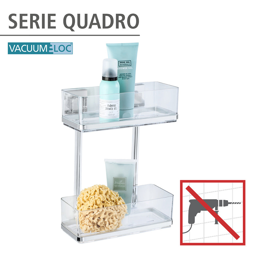 Baksiden av Vegghylle 2 etasjer rustfritt stål Vacuum-Loc Quadro