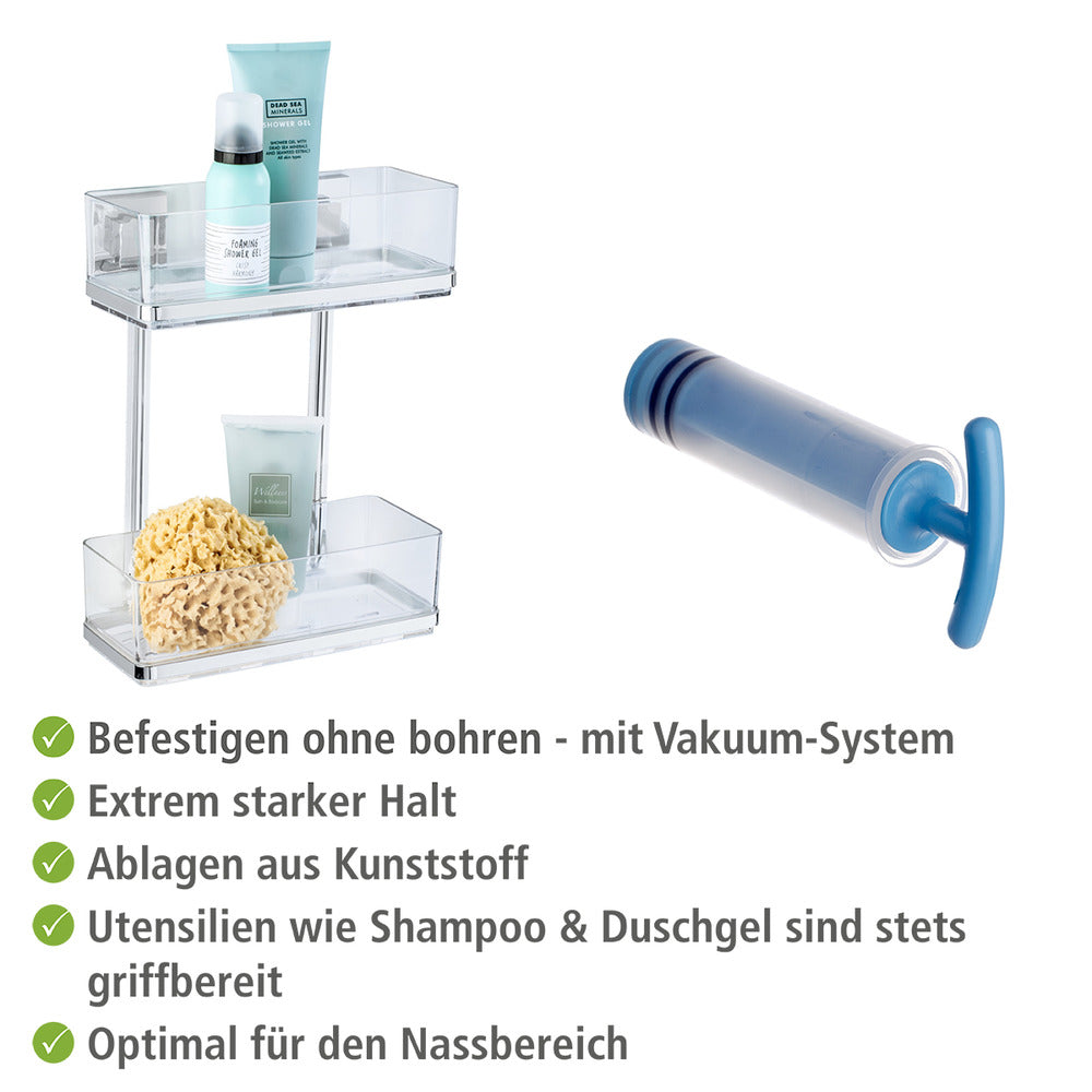 Montert Vegghylle 2 etasjer rustfritt stål Vacuum-Loc Quadro
