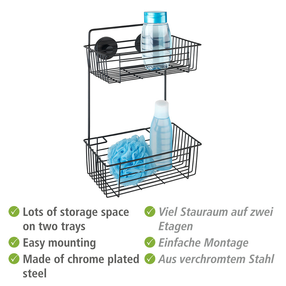 Detalj av Vacuum-Loc® festesystem på Vegghylle 2 etasjer Vacuum-Loc® Bari svart metall