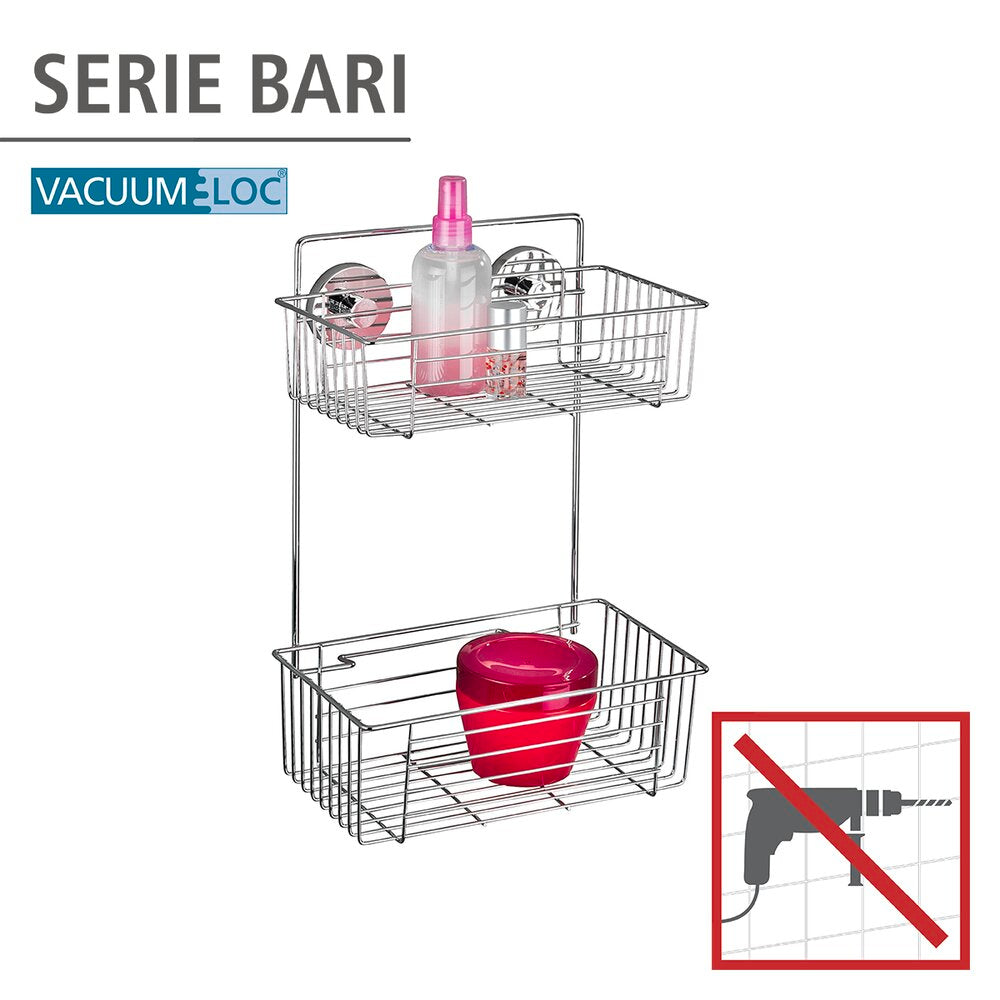 Vegghylle bad 2 etasjer Vacuum-Loc Bari metall side