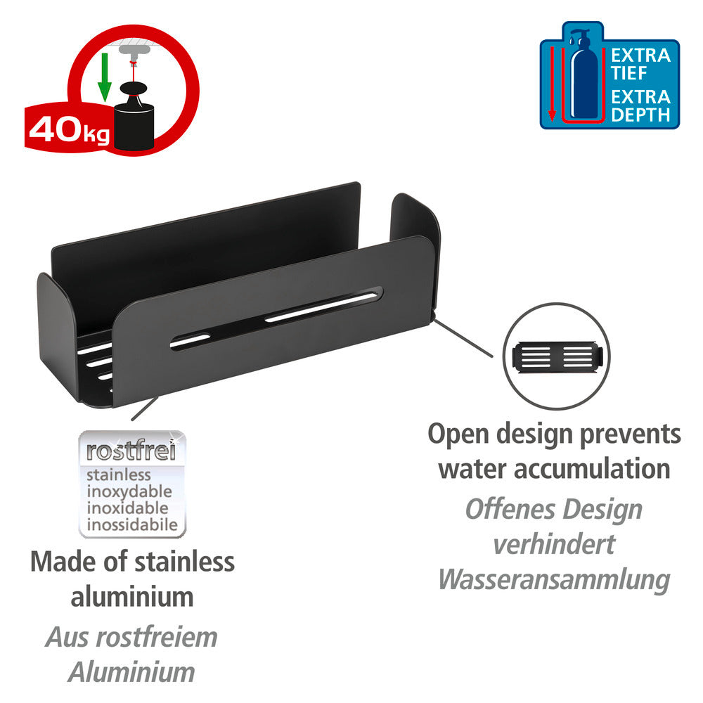 Vegghylle Bivio svart matt aluminium Turbo-Loc® detalj av material