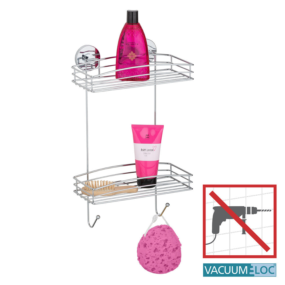 Vegghylle Vacuum-Loc® 2 etasjer kromet stål bakside