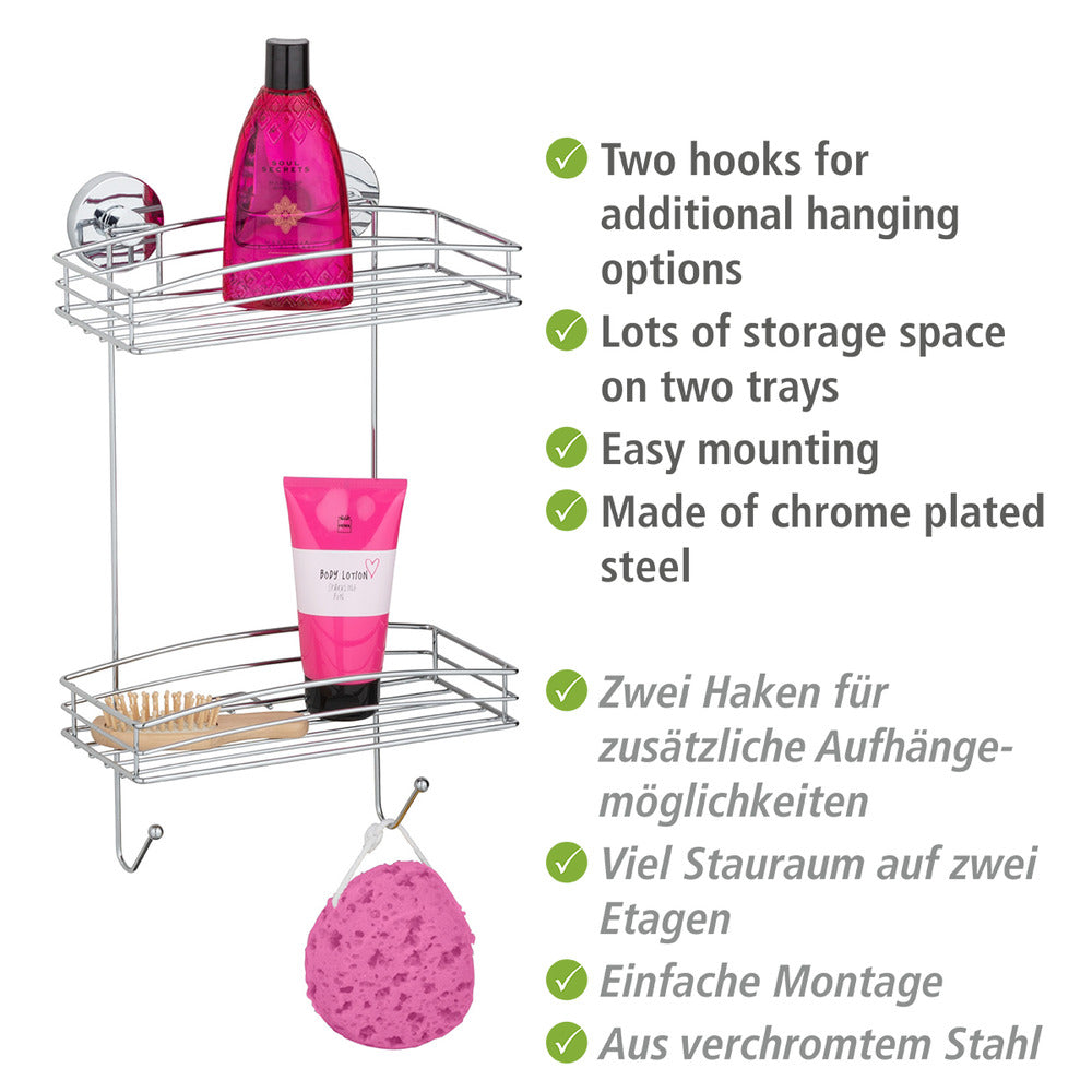 Detalj av Vegghylle Vacuum-Loc® 2 etasjer kromet stål