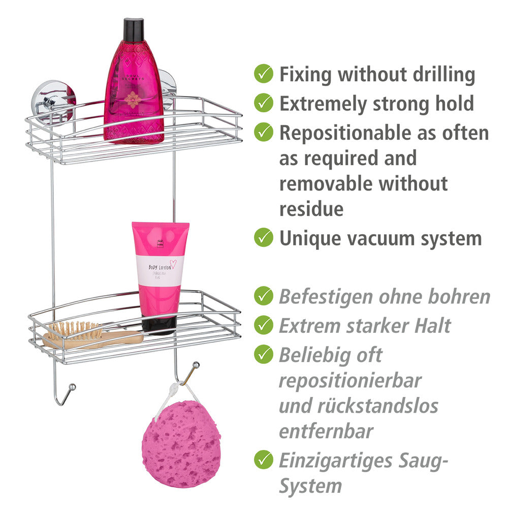 Vegghylle Vacuum-Loc® 2 etasjer kromet stål montert på vegg