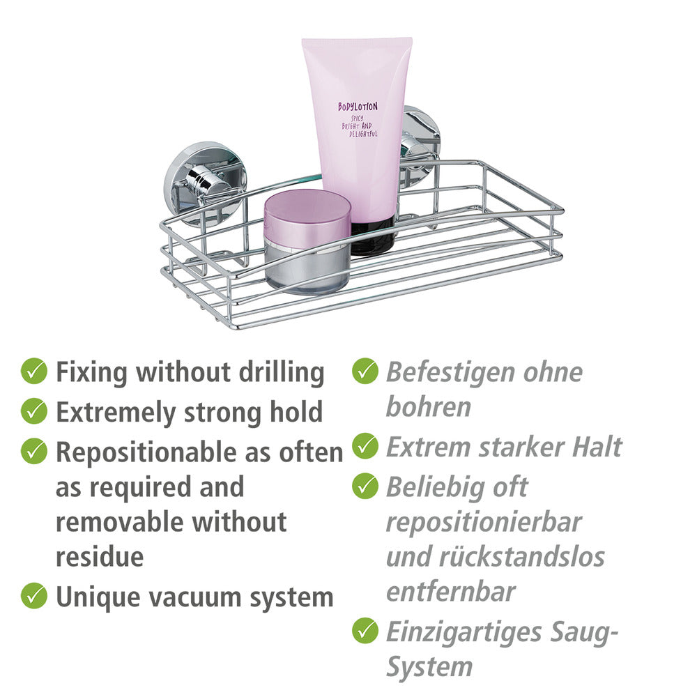 Vegghylle Vacuum-Loc® kromet stål uten boring - WENKO montert på vegg