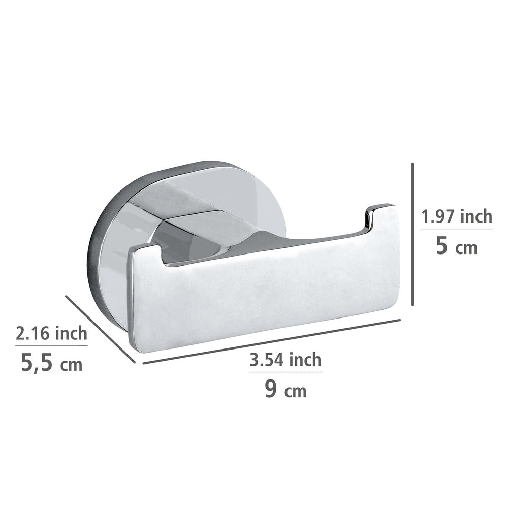 Veggkrok dobbel rustfritt stål krom UV-Loc® uten boring - WENKO montert i bruk