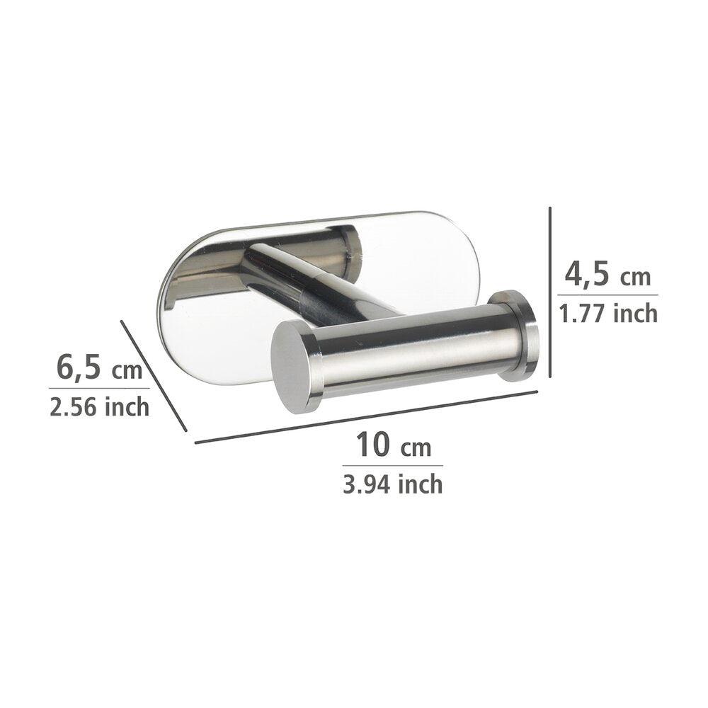 Montert veggkrok dobbel rustfritt stål Turbo-Loc® uten boring blank