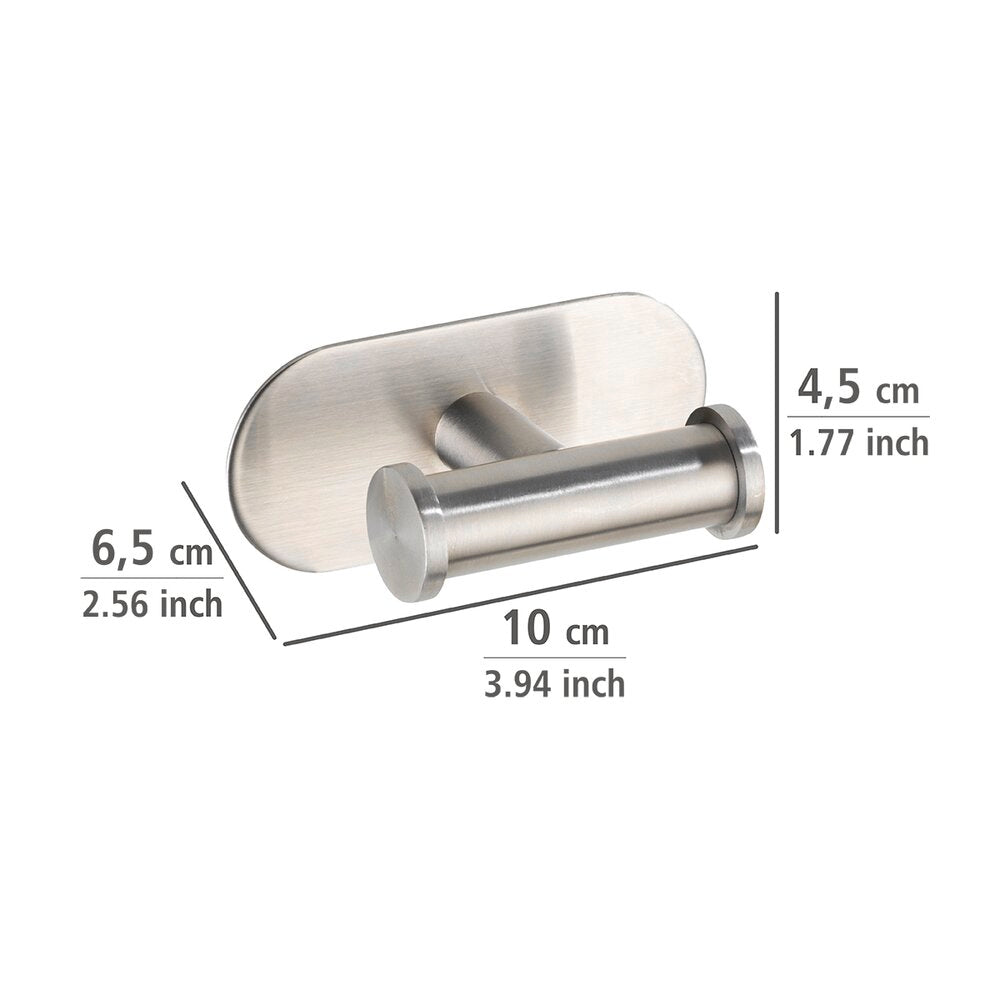 Montert Veggkrok dobbel rustfritt stål Turbo-Loc® uten boring matt på vegg