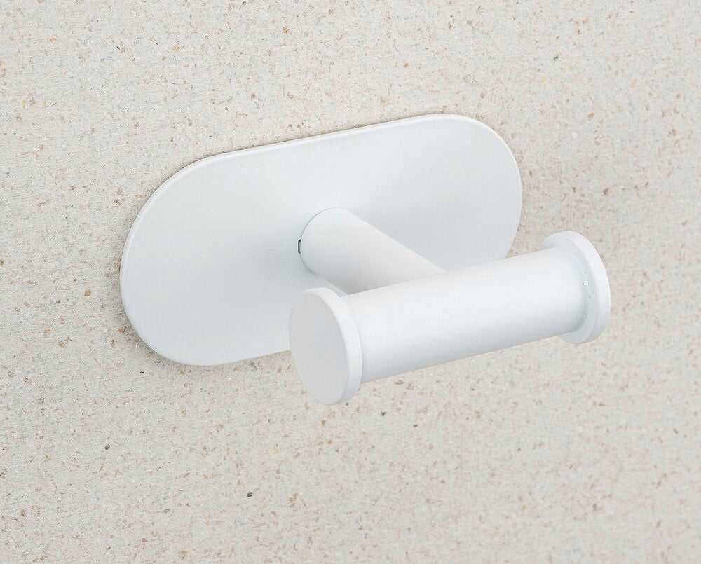 Veggkrok dobbel Turbo-Loc® Orea hvit matt rustfritt stål detalj av krokene