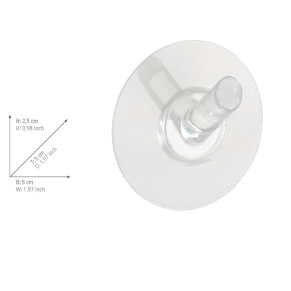 Nærbilde av festemekanisme på Veggkrok mellomstor transparent uten boring Static-Loc® - Wenko
