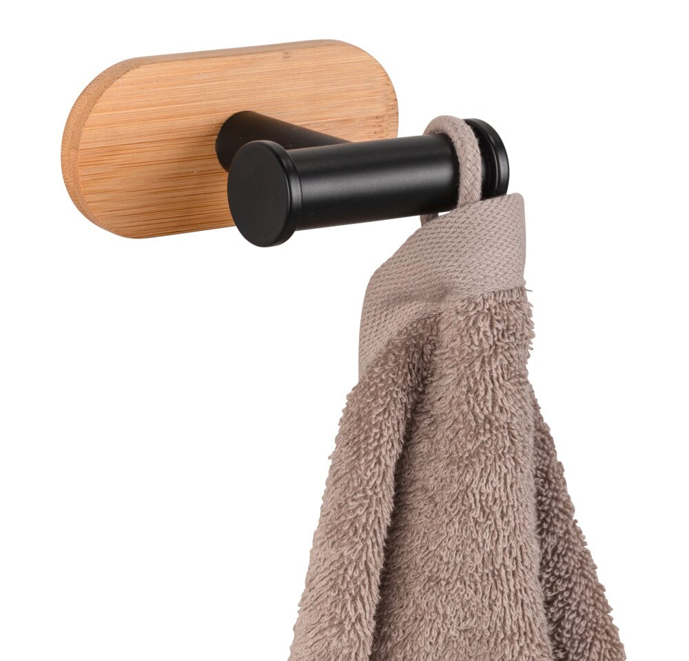 Veggkrok Orea Duo Bamboo rustfritt stål uten boring bakside