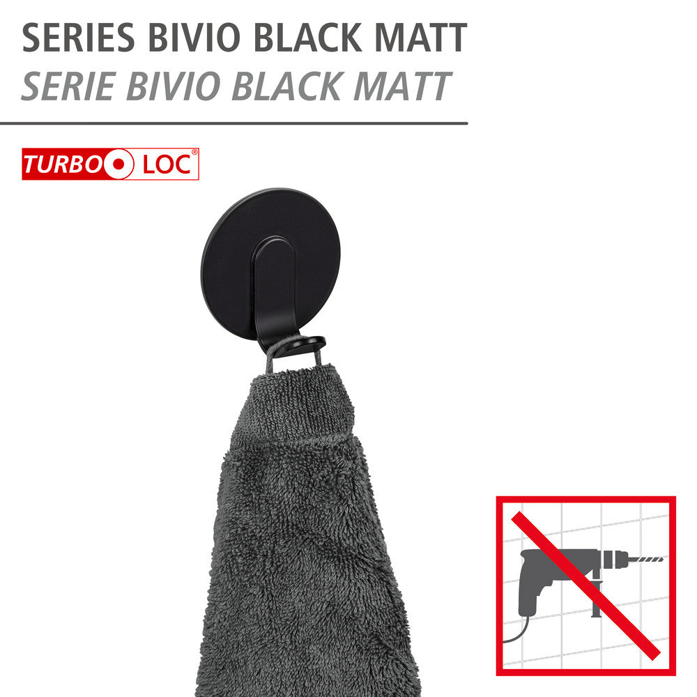 Veggkrok Turbo-Loc Bivio aluminium svart matt bakside