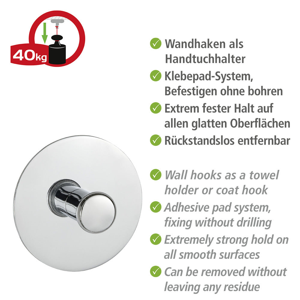 Detaljbilde av Veggkrok Turbo-Loc® forkrommet metall uten boring