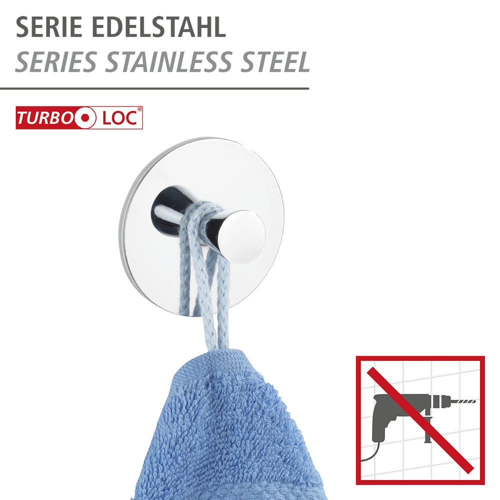 Veggkrok Turbo-Loc® Pisa rustfritt stål uten boring bakside