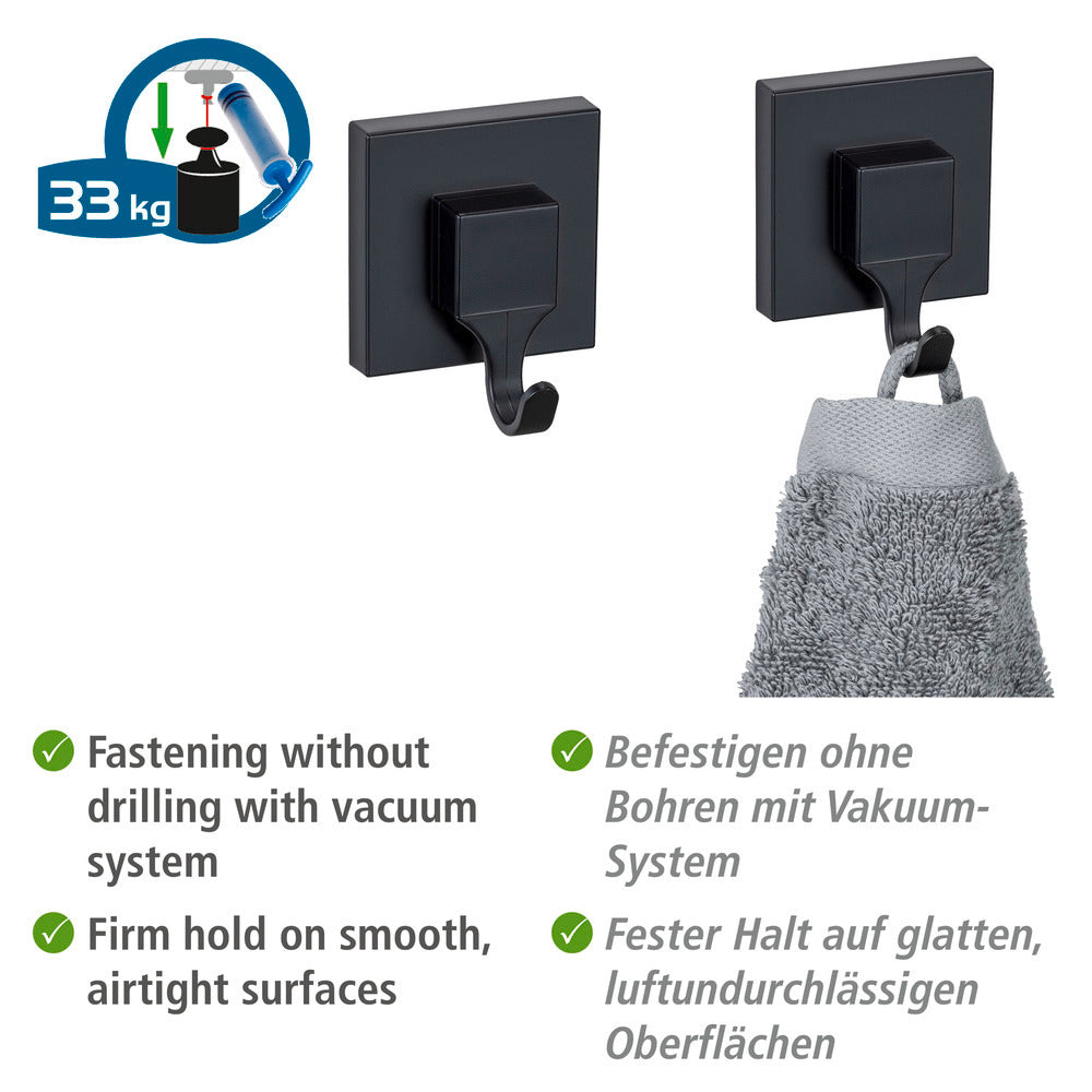 Detalj av Veggkroker Quadro svart 2-delt sett Vacuum-Loc®
