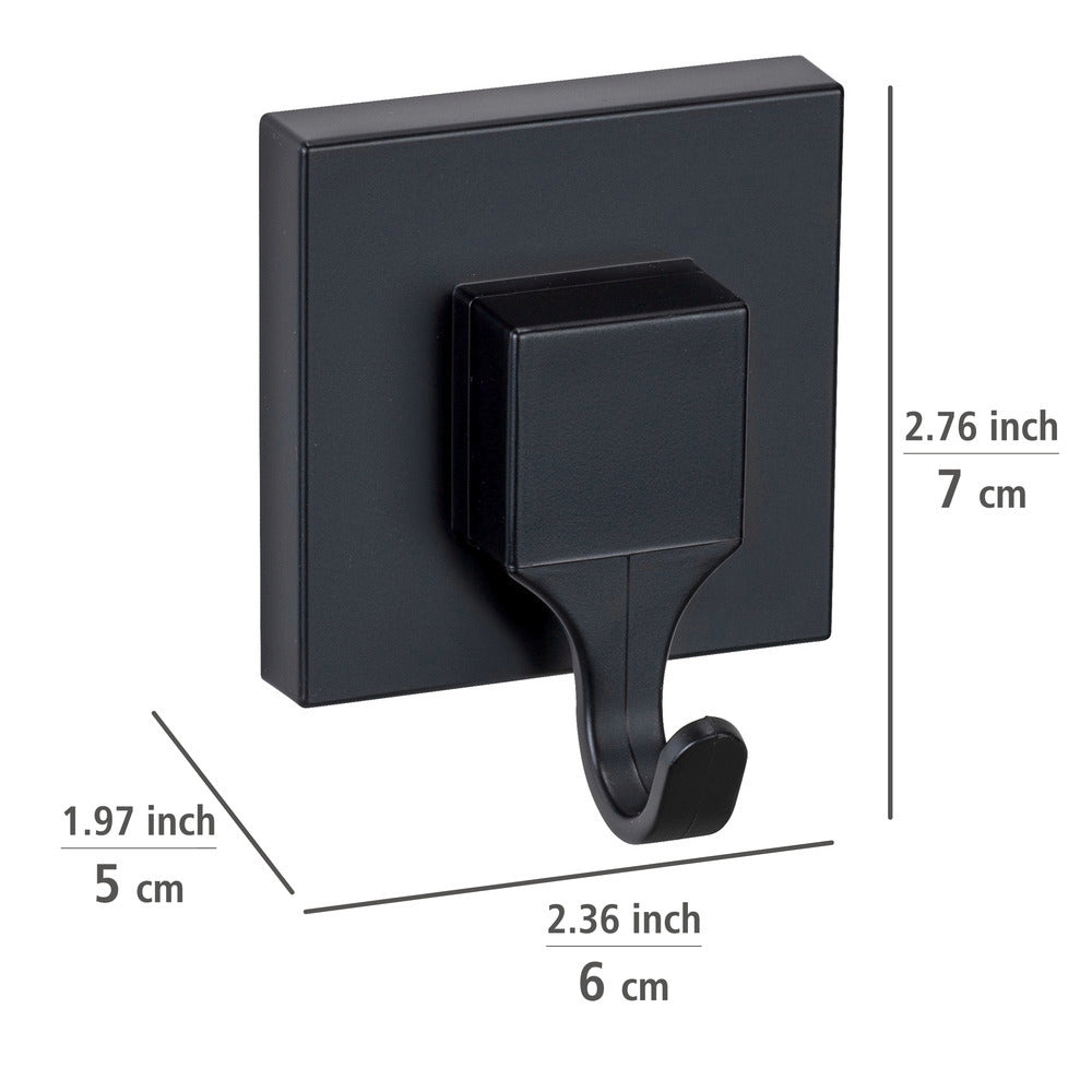 Nærbilde av festemekanisme på Veggkroker Quadro svart 2-delt sett Vacuum-Loc®
