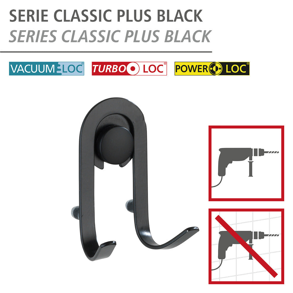 Veggkroker svart stål 2-delt sett Classic Plus Wenko detalj