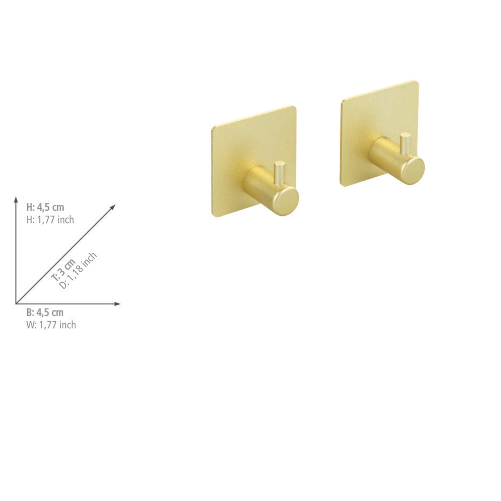 Veggkroker Ureo gull 2-pakk aluminium pakket