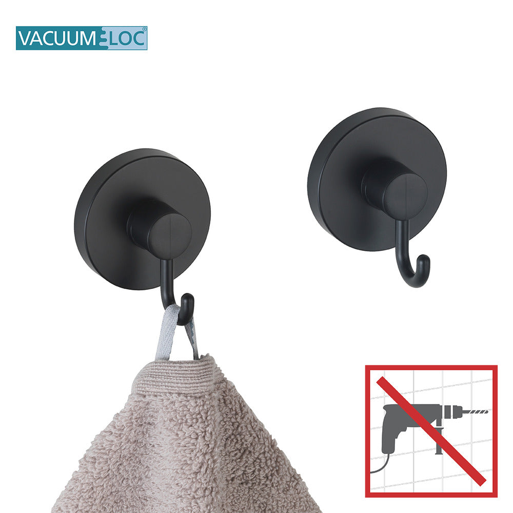 Bakside av Veggkroker Vacuum-Loc® svart 2-pakk uten boring