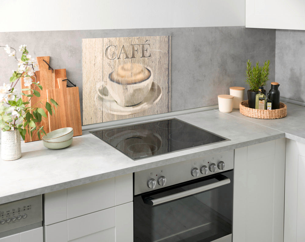 Veggplate glass kjøkken café-motiv 60 x 50 cm bakside