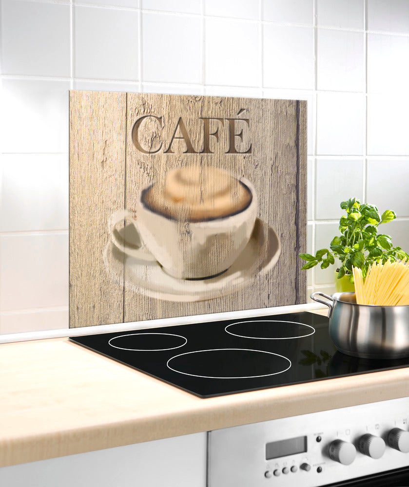 Veggplate glass kjøkken café-motiv 60 x 50 cm detalj
