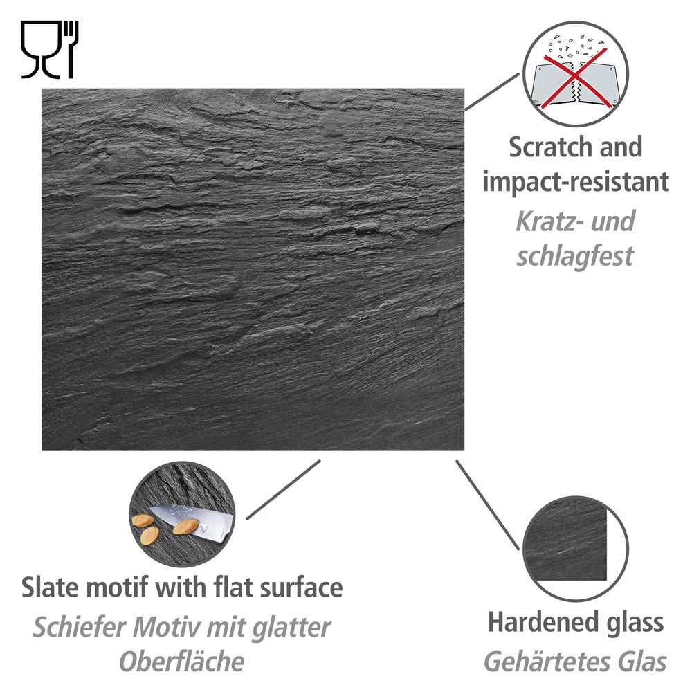 Veggplate glass skiferdesign 60 x 70 cm svart - WENKO bakside