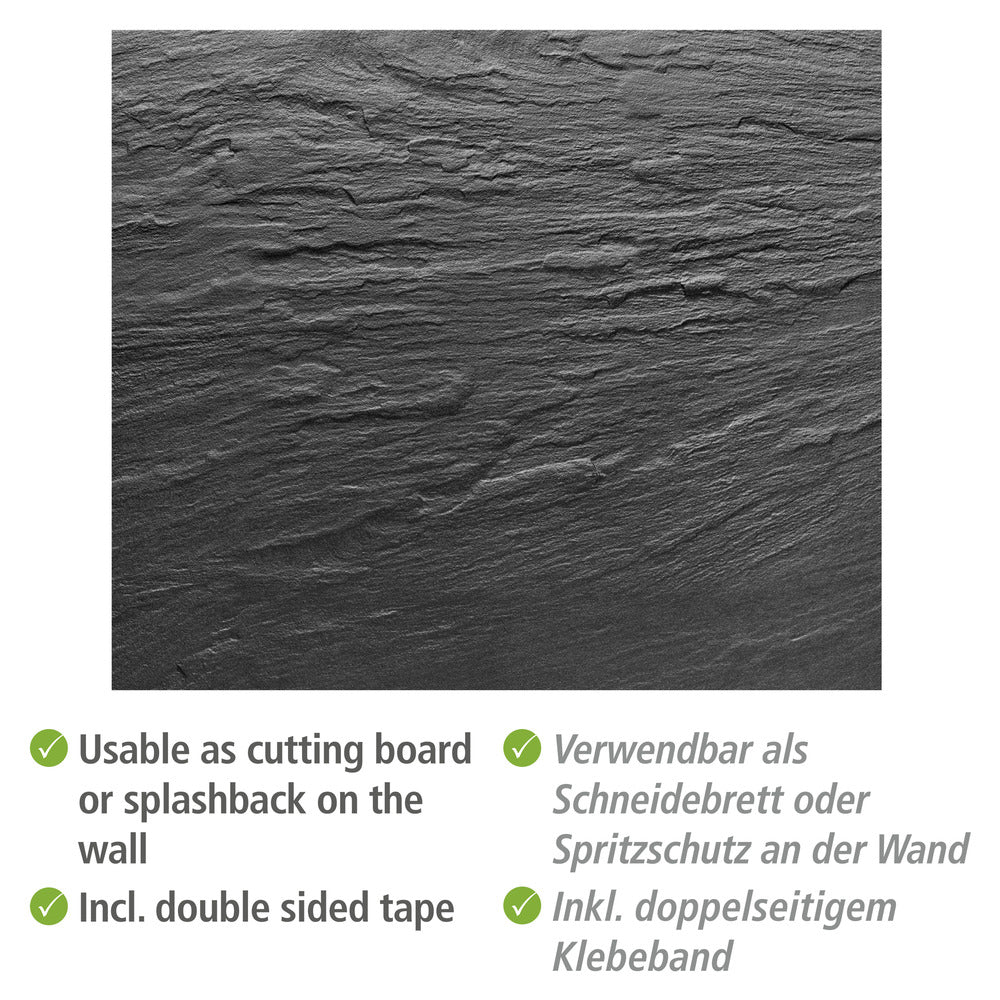 Detalj av veggplate glass skiferdesign 60 x 70 cm svart - WENKO