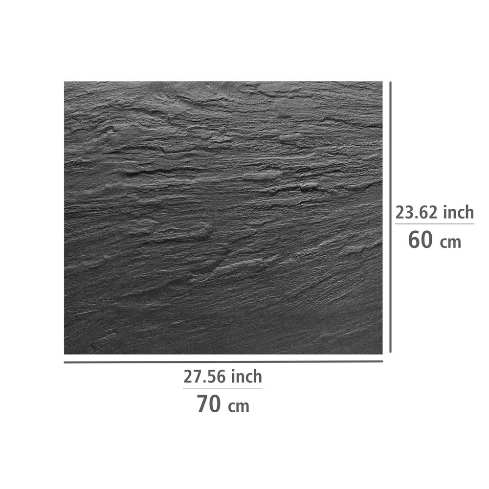 Nærbilde av skiferdesign på veggplate glass skiferdesign 60 x 70 cm svart - WENKO