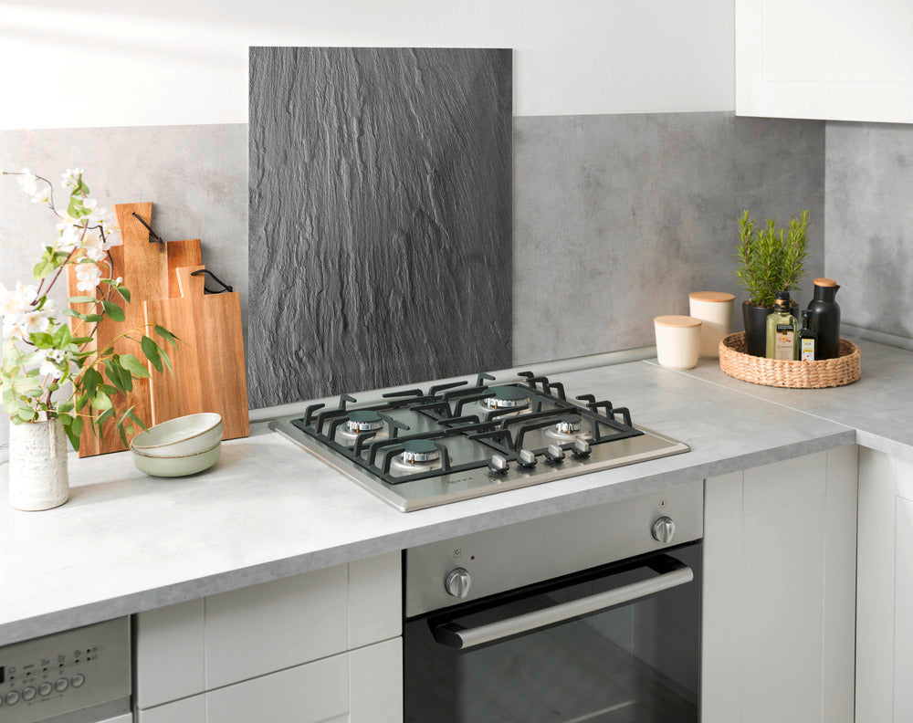 Veggplate glass skiferdesign 60 x 70 cm svart - WENKO detalj av overflate