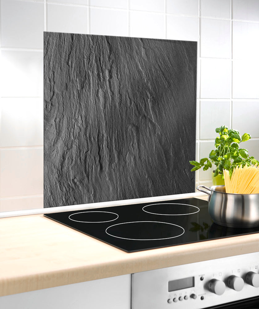 Veggplate glass skiferdesign 60 x 70 cm svart - WENKO installasjonsdetaljer
