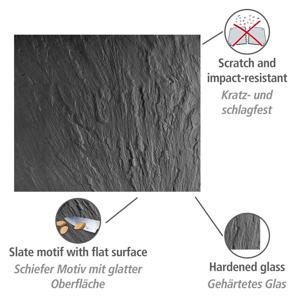 Veggplate glass skiferdesign 60 x 50 cm svart - WENKO baksiden