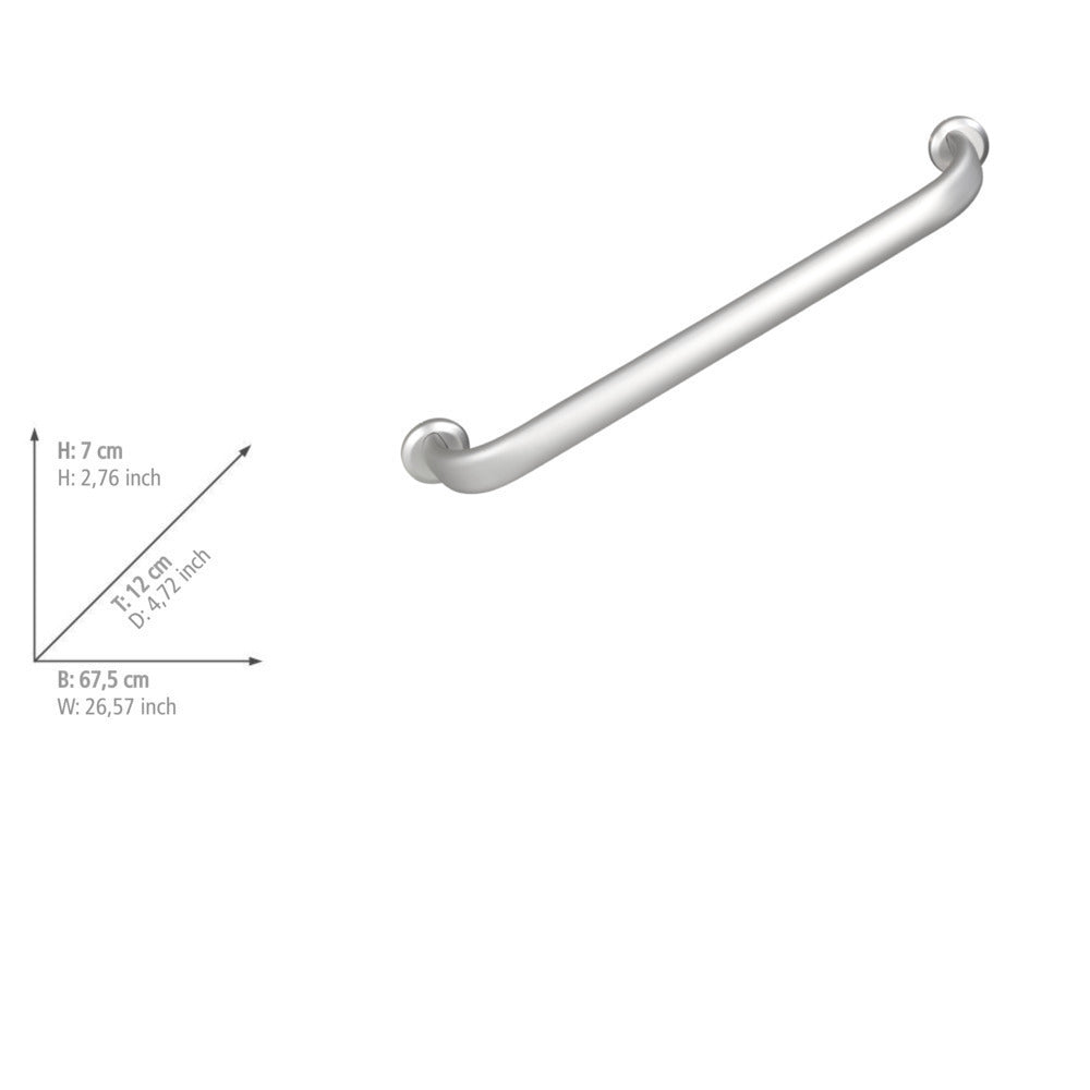 Nærbilde av overflate på Veggstøttehåndtak Secura Premium aluminium 63 cm