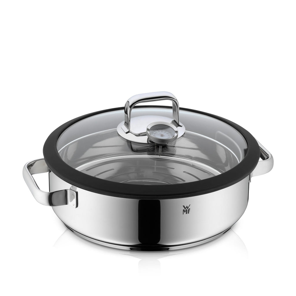 Vitalis aromadampkoker Ø28 cm rustfritt stål med glasslokk forfra